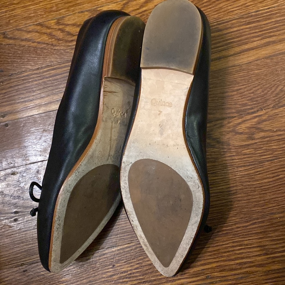 Quince Black Pointed Toe Bow Flats - Picture 4 of 5